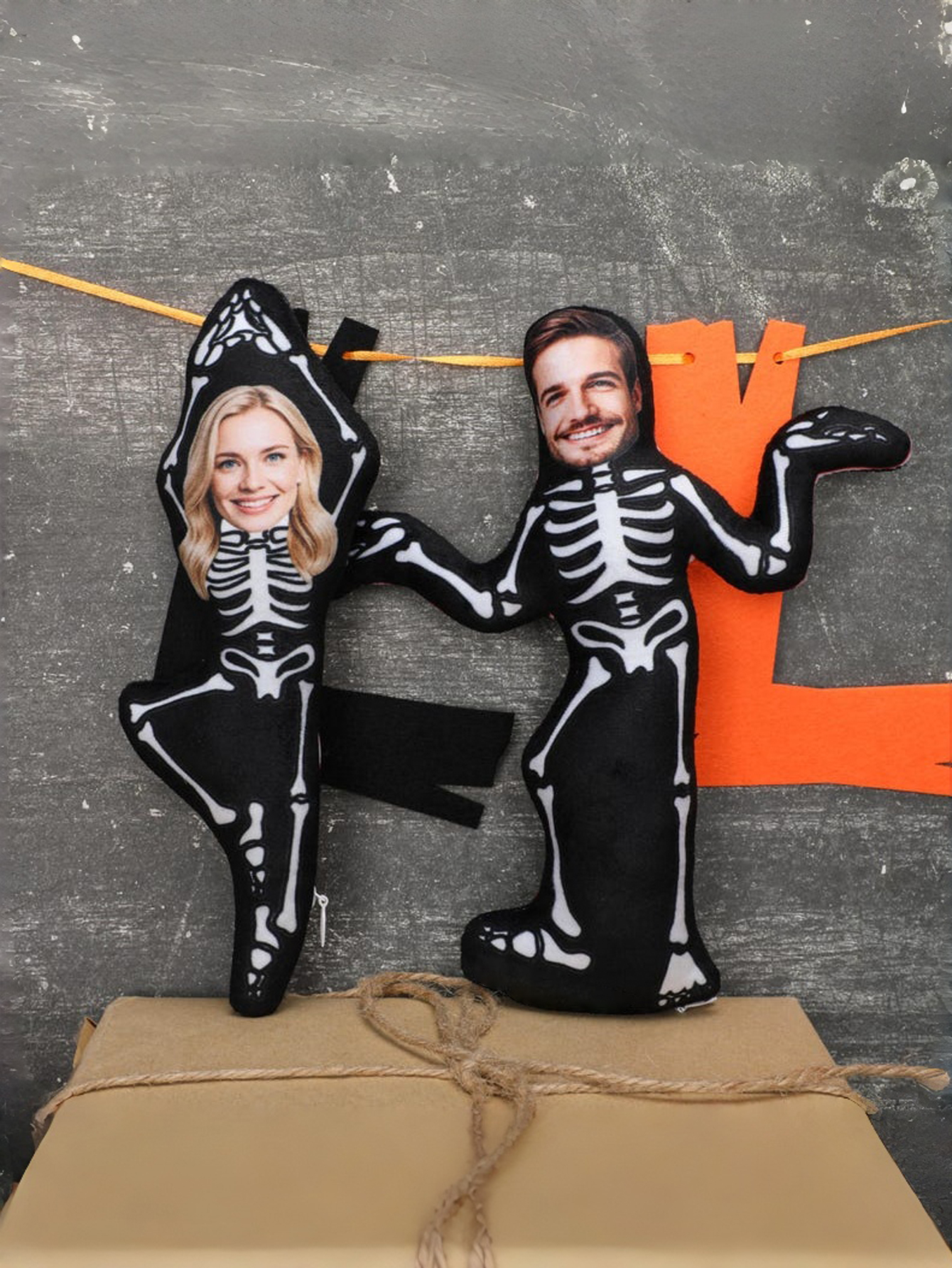 Custom Halloween Skeleton Photo Pillow